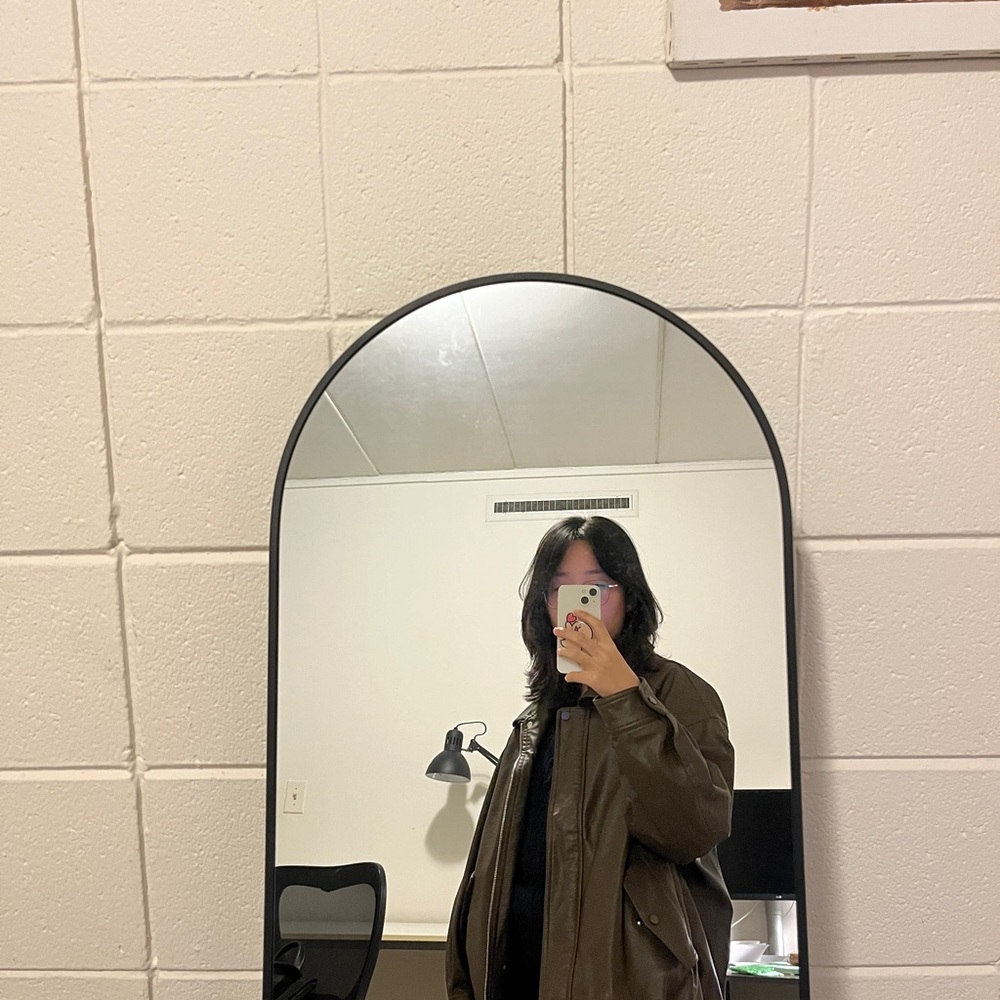 Brown Leather Bomber Jacket - Picture 5 of 5